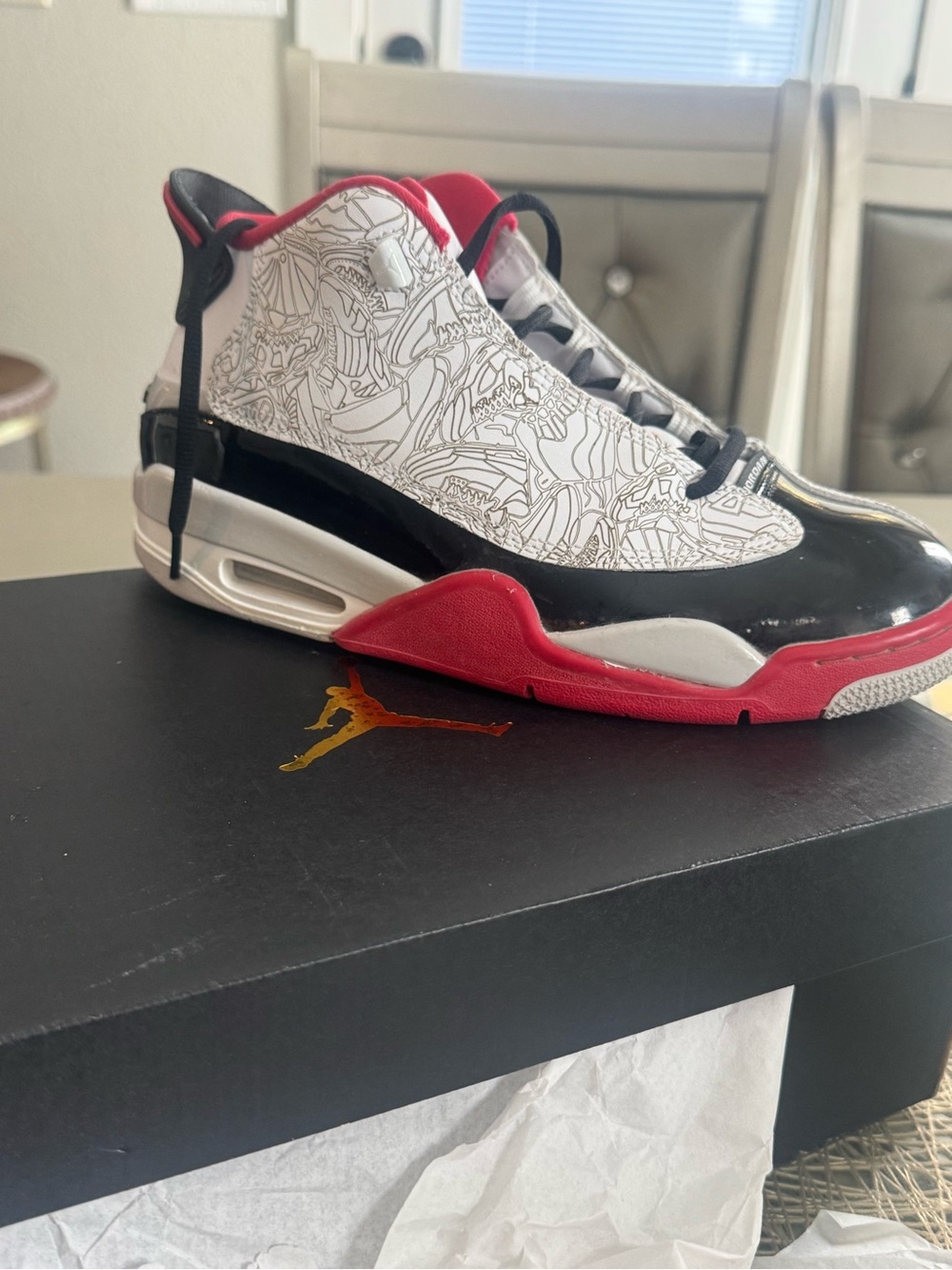 Jordan Red and White Retro-Style Sneakers